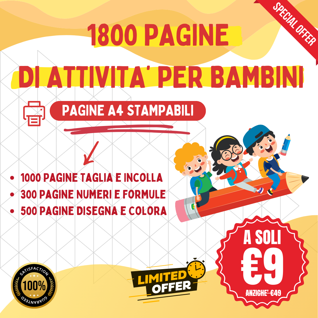 1800 Pagine di Attività per bambini