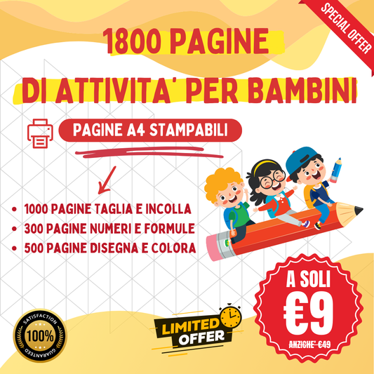 1800 Pagine di Attività per bambini