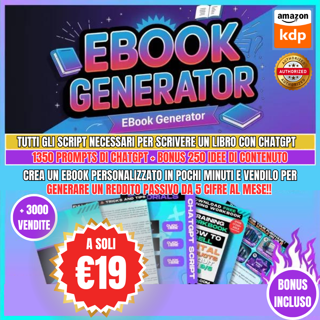 Ebook Generator: +1350 prompts per generare libri con ChatGPT