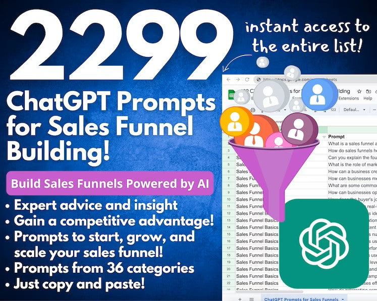 2299 ChatGPT Prompts for Sales Funnel Building