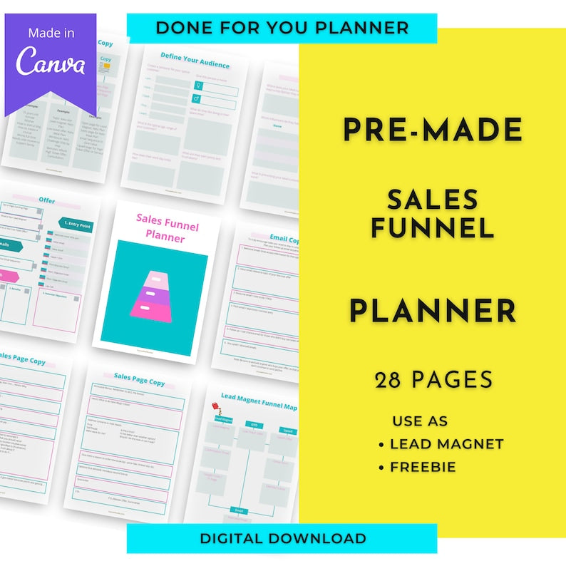 Planner per Funnel di Vendita modificabile in Canva