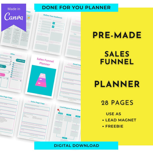 Sales Funnel Planner editable in Canva